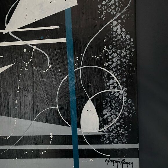 GEOMETRIC ABSTRACT PAINTING Acrylic signed - Picture 6 of 6